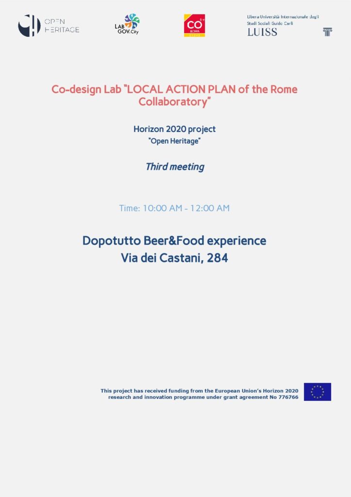 Terzo incontro del percorso di co-progettazione del LOCAL ACTION PLAN del Collaboratorio di Roma