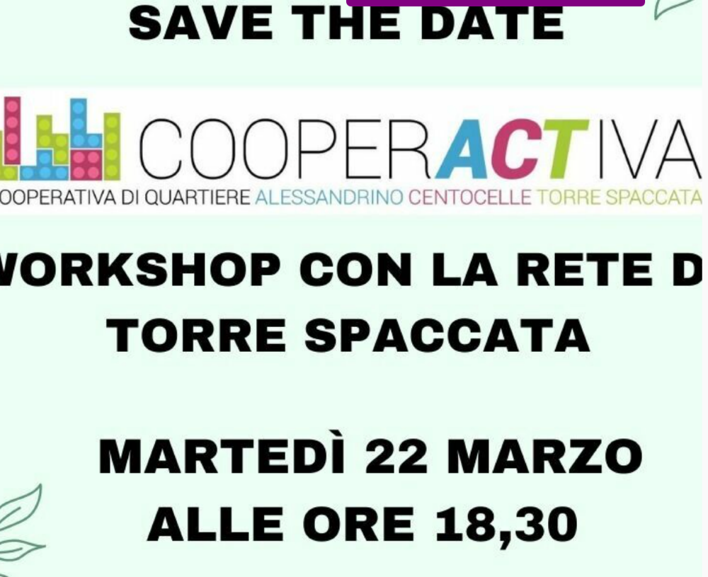Save the date – Workshop con La Rete di Torrespaccata